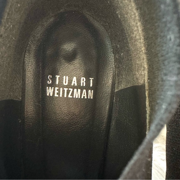 Stuart Weitzman black elasticized fabric shoe boot 7.5 and Stack heal - Picture 10 of 11